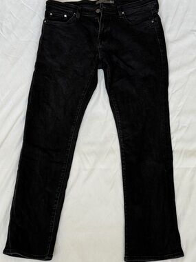 Murano Men's Slim Black Jeans - Washed Finish